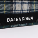 BALENCIAGA Cabas XS Tote Bag Wool 2way Green Silver 390346 Auth ka5745A-18