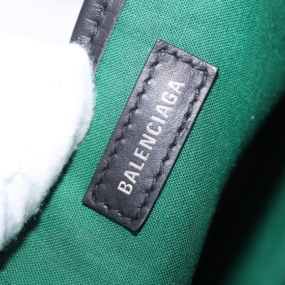 BALENCIAGA Cabas XS Tote Bag Wool 2way Green Silver 390346 Auth ka5745A