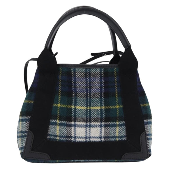 BALENCIAGA Cabas XS Tote Bag Wool 2way Green Silver 390346 Auth ka5745A