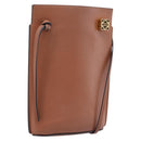 LOEWE Dice Pocket Shoulder Pouch Leather Brown Auth ka5746-1