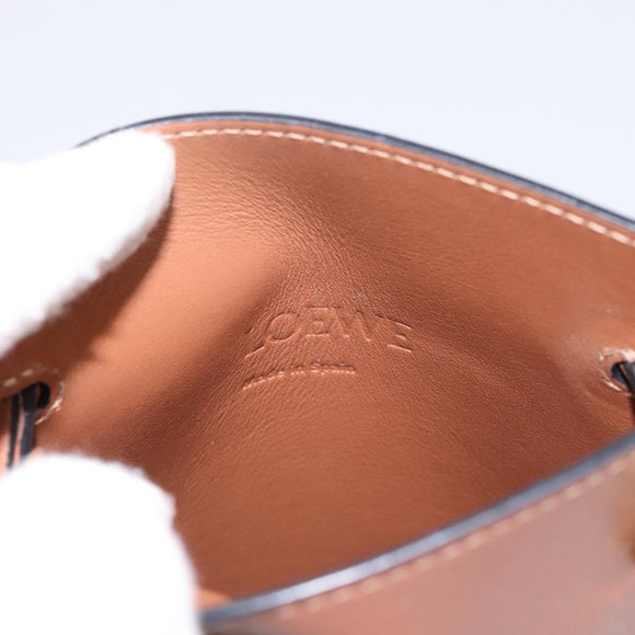 LOEWE Dice Pocket Shoulder Pouch Leather Brown Auth ka5746