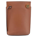 LOEWE Dice Pocket Shoulder Pouch Leather Brown Auth ka5746-2