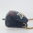 GUCCI GG Marmont Shoulder Bag Leather Navy Gold 447632 Auth ka5749A-4