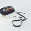 GUCCI GG Marmont Shoulder Bag Leather Navy Gold 447632 Auth ka5749A-7