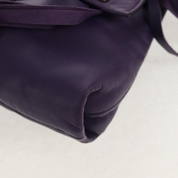 PRADA Shoulder Bag Leather Purple Silver Auth ka574V