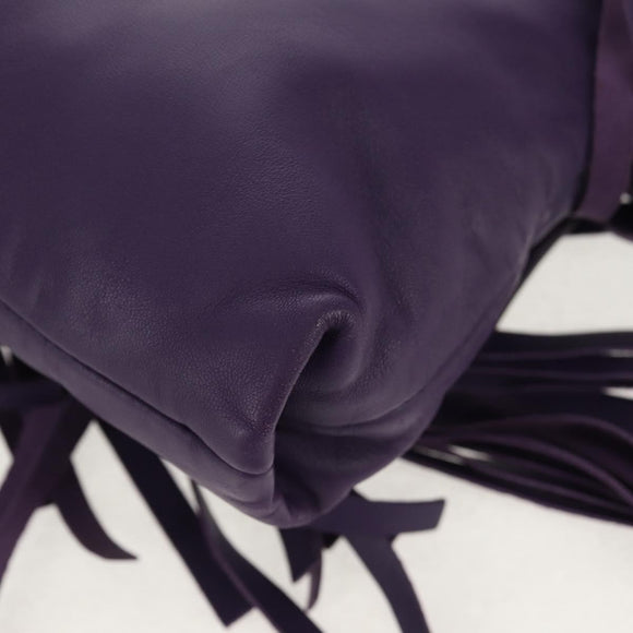 PRADA Shoulder Bag Leather Purple Silver Auth ka574V