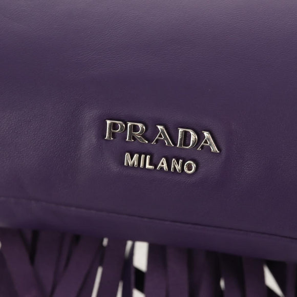 PRADA Shoulder Bag Leather Purple Silver Auth ka574V