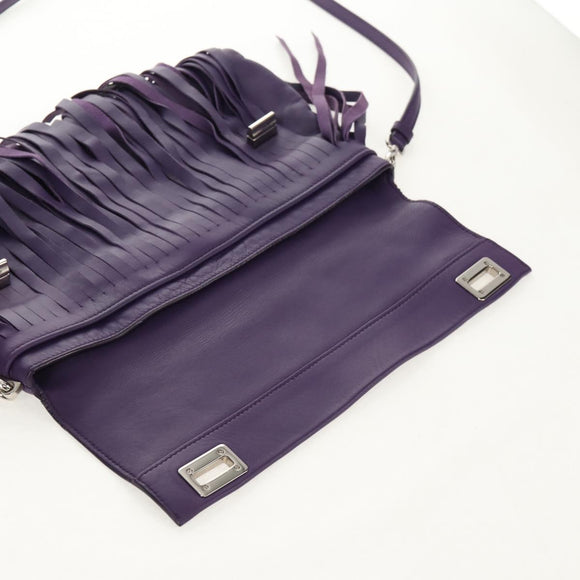 PRADA Shoulder Bag Leather Purple Silver Auth ka574V