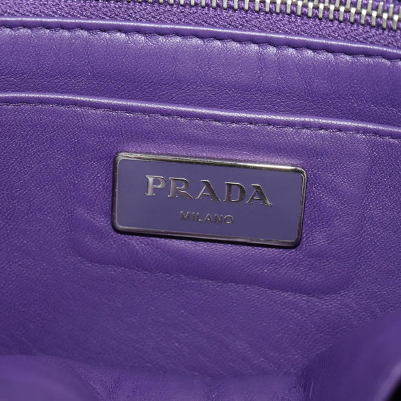 PRADA Shoulder Bag Leather Purple Silver Auth ka574V