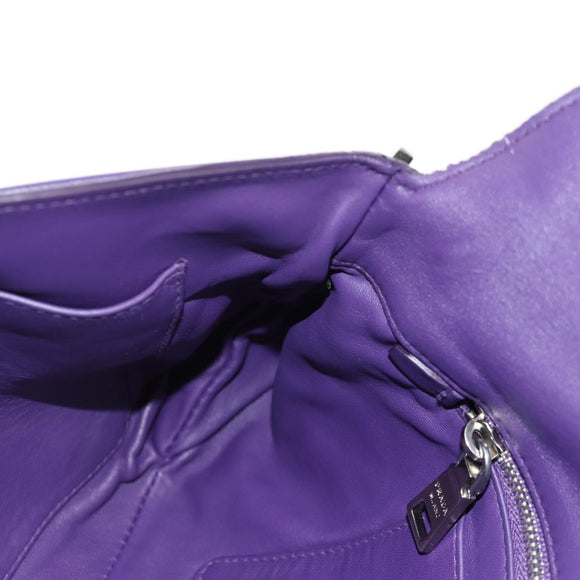PRADA Shoulder Bag Leather Purple Silver Auth ka574V