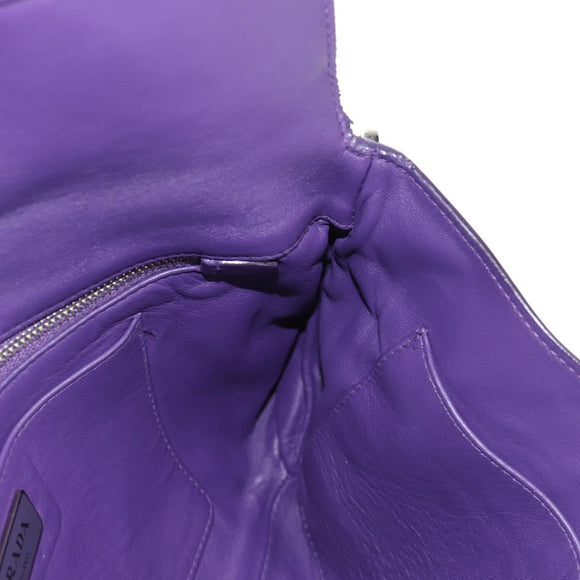 PRADA Shoulder Bag Leather Purple Silver Auth ka574V