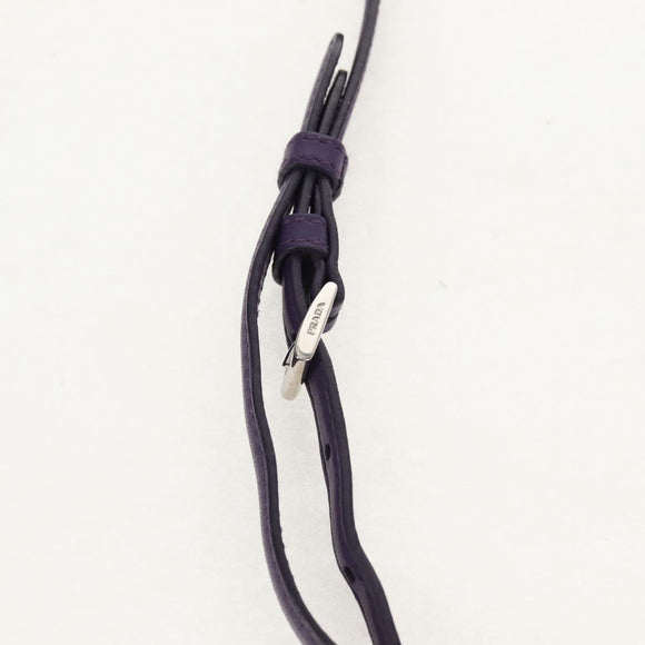 PRADA Shoulder Bag Leather Purple Silver Auth ka574V