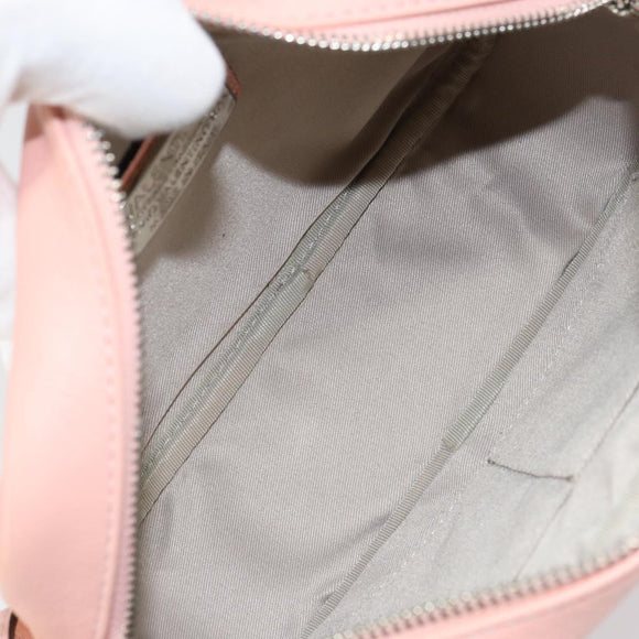 VALENTINO Shoulder Bag Leather Pink Silver Auth ka575