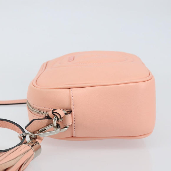 VALENTINO Shoulder Bag Leather Pink Silver Auth ka575