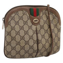 GUCCI GG Supreme Web Sherry Line Bag PVC Beige Gold 904 02 047 Auth ka5750-1
