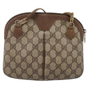 GUCCI GG Supreme Web Sherry Line Bag PVC Beige Gold 904 02 047 Auth ka5750-2