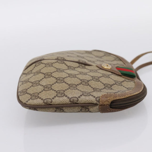 GUCCI GG Supreme Web Sherry Line Bag PVC Beige Gold 904 02 047 Auth ka5750