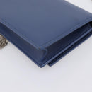SAINT LAURENT Kate Chain Shoulder Wallet Leather Navy Silver Auth ka5752V-12