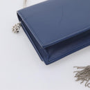 SAINT LAURENT Kate Chain Shoulder Wallet Leather Navy Silver Auth ka5752V-13