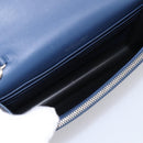 SAINT LAURENT Kate Chain Shoulder Wallet Leather Navy Silver Auth ka5752V-18