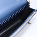 SAINT LAURENT Kate Chain Shoulder Wallet Leather Navy Silver Auth ka5752V-19