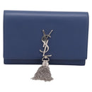 SAINT LAURENT Kate Chain Shoulder Wallet Leather Navy Silver Auth ka5752V-2