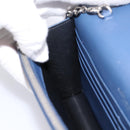 SAINT LAURENT Kate Chain Shoulder Wallet Leather Navy Silver Auth ka5752V-20