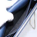 SAINT LAURENT Kate Chain Shoulder Wallet Leather Navy Silver Auth ka5752V-21