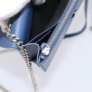 SAINT LAURENT Kate Chain Shoulder Wallet Leather Navy Silver Auth ka5752V-22