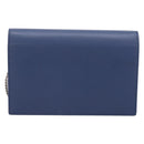SAINT LAURENT Kate Chain Shoulder Wallet Leather Navy Silver Auth ka5752V-3