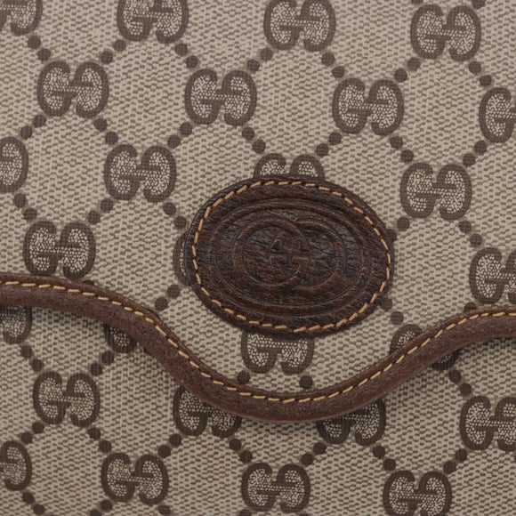 GUCCI GG Supreme Shoulder Bag PVC Beige Gold Auth ka5761
