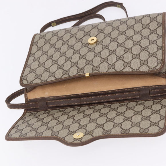 GUCCI GG Supreme Shoulder Bag PVC Beige Gold Auth ka5761