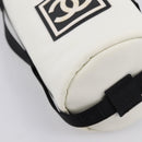 CHANEL Sports Drink Holder Nylon White Black CC Auth ka5764A-11