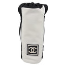 CHANEL Sports Drink Holder Nylon White Black CC Auth ka5764A-2