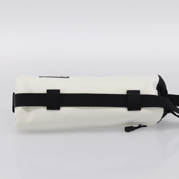 CHANEL Sports Drink Holder Nylon White Black CC Auth ka5764A