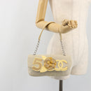 CHANEL No. 5 Camellia COCO Mark Chain Bag Canvas Beige Silver CC Auth ka5765A-23