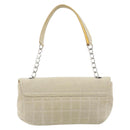 CHANEL No. 5 Camellia COCO Mark Chain Bag Canvas Beige Silver CC Auth ka5765A-2