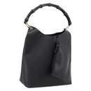 GUCCI Bamboo Shoulder Bag Leather Black Gold 001 1013 1881 Auth ka5766-1