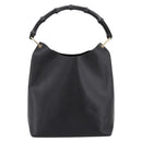 GUCCI Bamboo Shoulder Bag Leather Black Gold 001 1013 1881 Auth ka5766-2