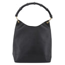 GUCCI Bamboo Shoulder Bag Leather Black Gold 001 1013 1881 Auth ka5766-3