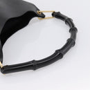 GUCCI Bamboo Shoulder Bag Leather Black Gold 001 1013 1881 Auth ka5766-7