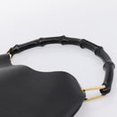 GUCCI Bamboo Shoulder Bag Leather Black Gold 001 1013 1881 Auth ka5766-8
