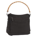 GUCCI Bamboo Hand Bag Nylon Khaki Silver 000 0509 Auth ka5767-1