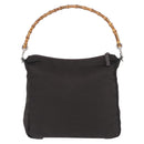 GUCCI Bamboo Hand Bag Nylon Khaki Silver 000 0509 Auth ka5767-3