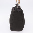 GUCCI Bamboo Hand Bag Nylon Khaki Silver 000 0509 Auth ka5767-4