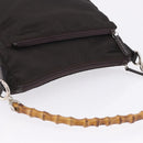GUCCI Bamboo Hand Bag Nylon Khaki Silver 000 0509 Auth ka5767-6