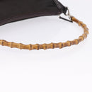 GUCCI Bamboo Hand Bag Nylon Khaki Silver 000 0509 Auth ka5767-7