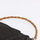 GUCCI Bamboo Hand Bag Nylon Khaki Silver 000 0509 Auth ka5767-8