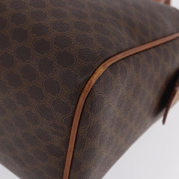 CELINE Macadam Canvas Hand Bag PVC Leather Brown Gold Auth ka5768A