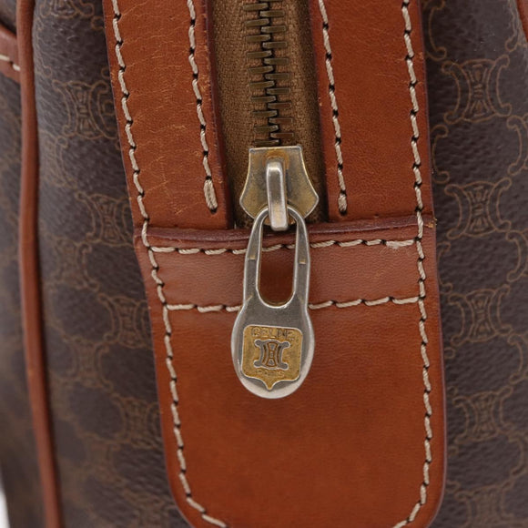 CELINE Macadam Canvas Hand Bag PVC Leather Brown Gold Auth ka5768A